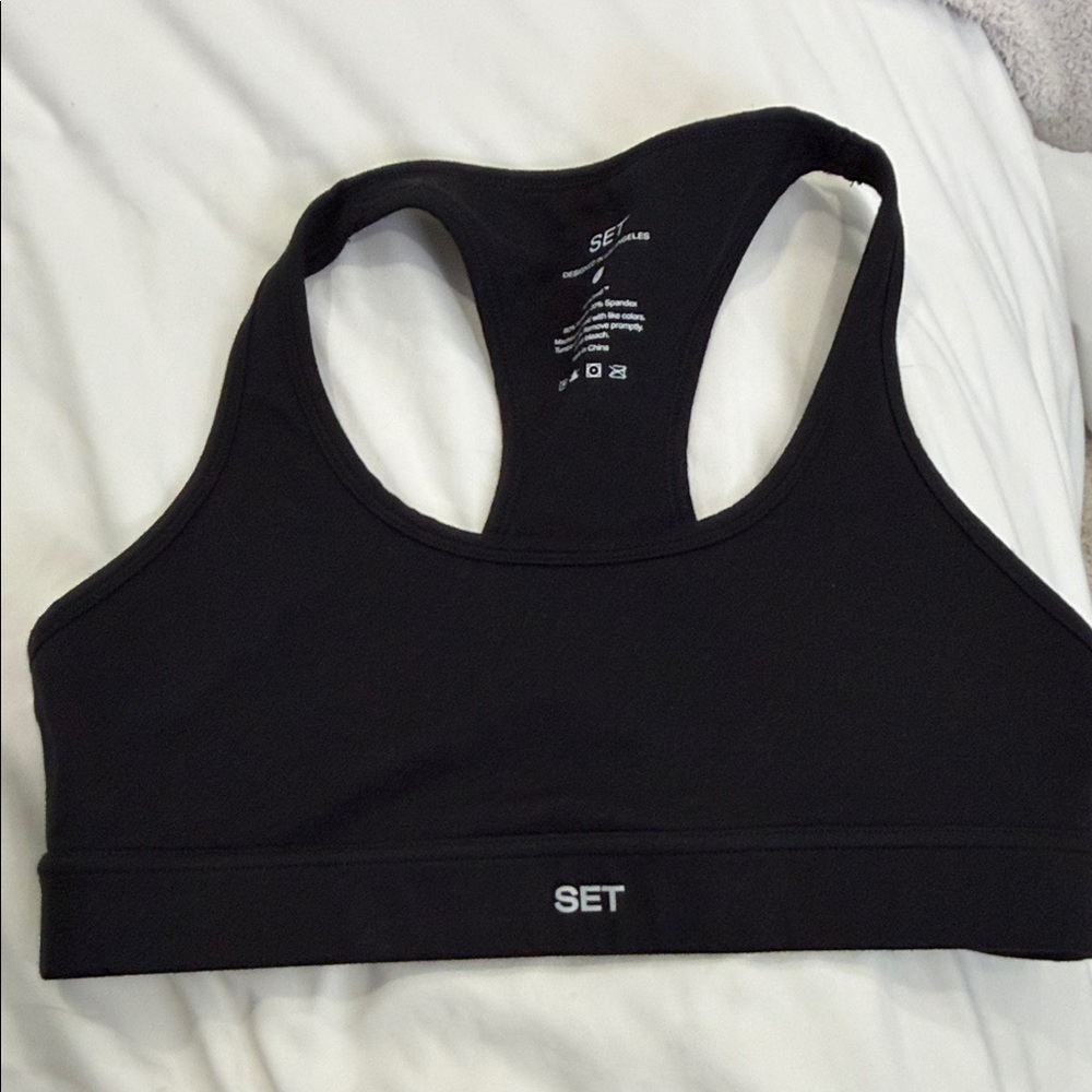 SET ACTIVE Black Racerback Sports Bra